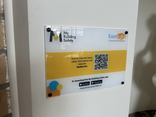 The My Building Safety App plaque on the wall