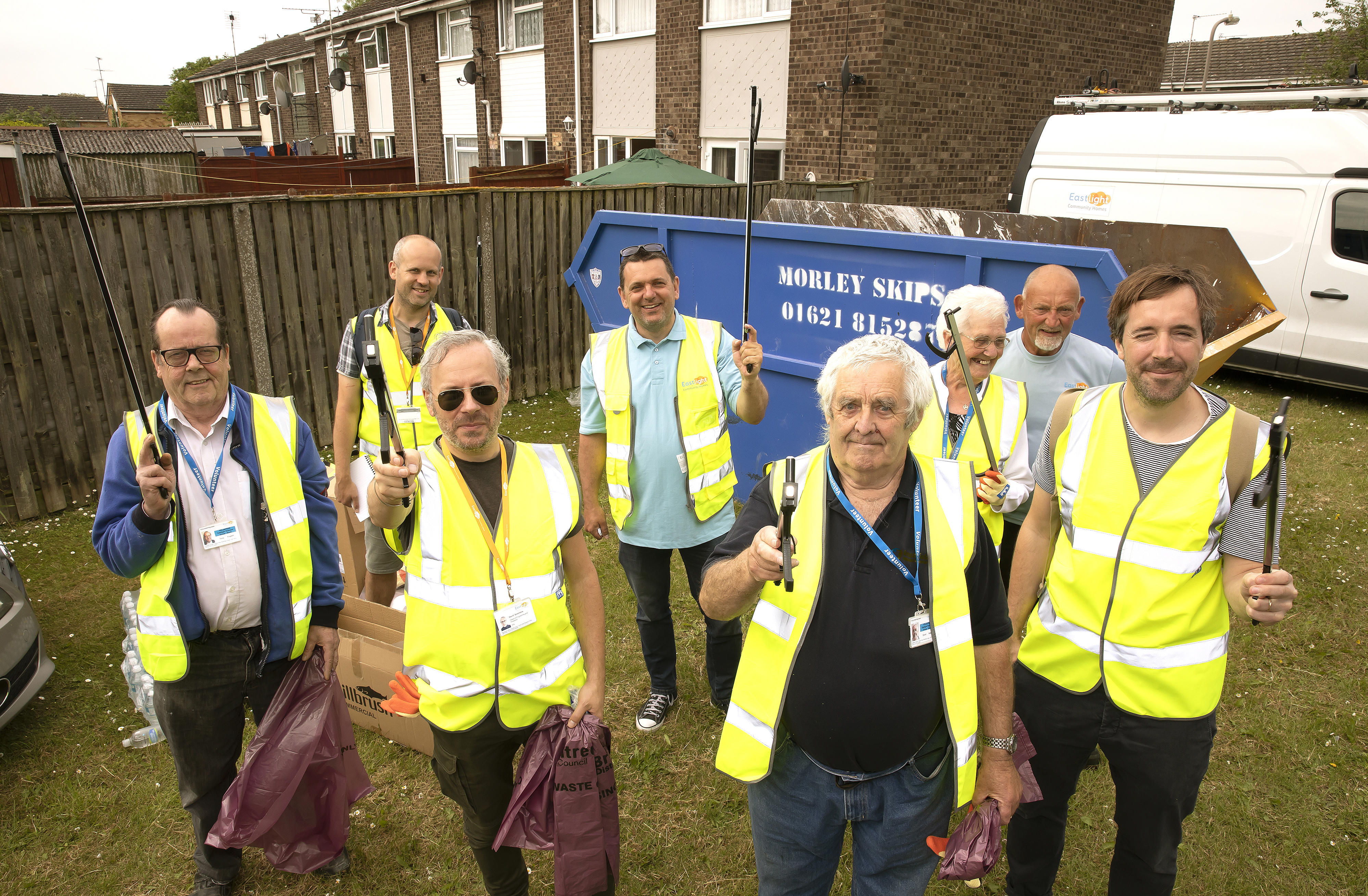 Staff working during a community clean up event